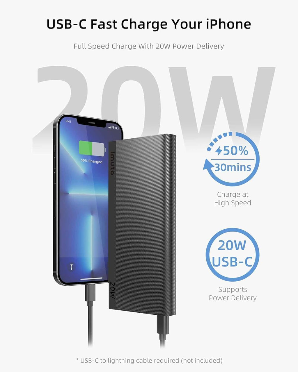 Slim 10000mAh USB C Power Bank F639841