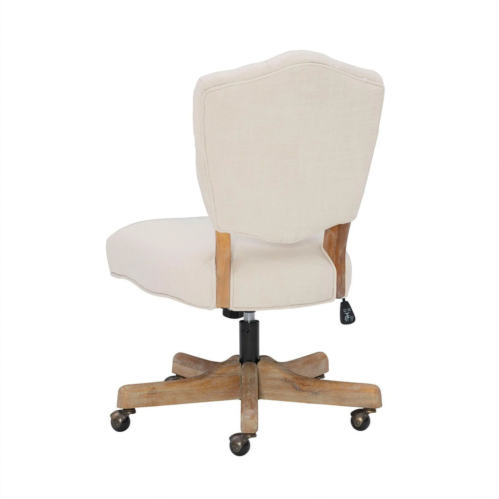 Beige Wood Upholstered Swivel Office Chair B756