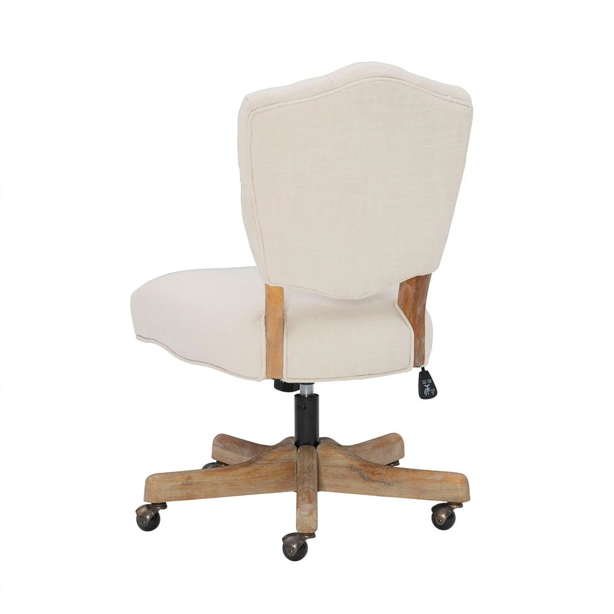 Beige Wood Upholstered Swivel Office Chair B756