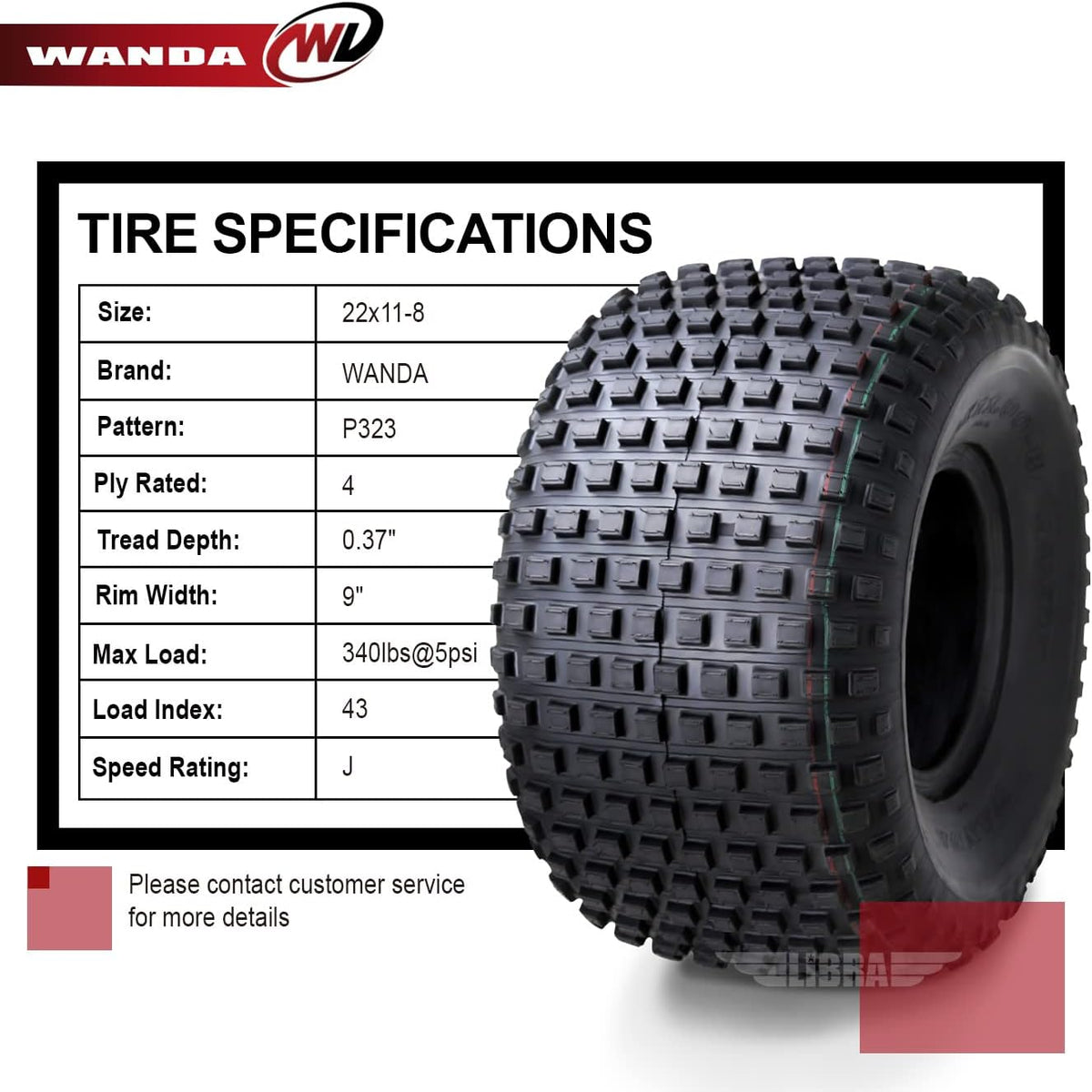 22X11-8 4PR ATV Tires X32968