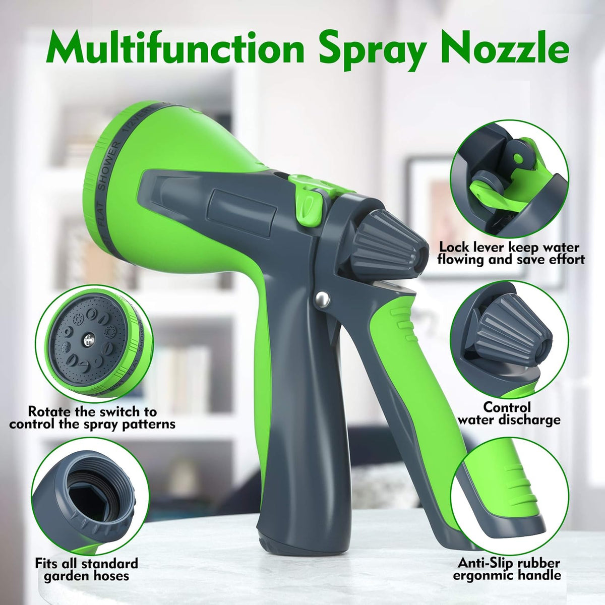 100ft Expandable Garden Hose with 10 Function Nozzle and Solid Brass Fittings S599789
