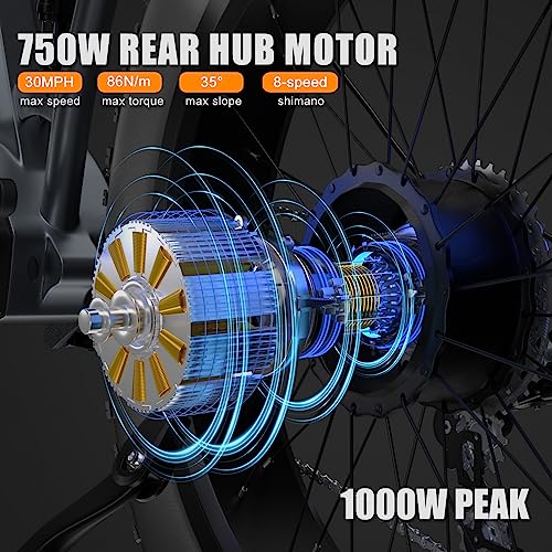 1000W 48V 30AH 26''x4.0 Inch Fat Tire Full Suspension Electric Bike B79308