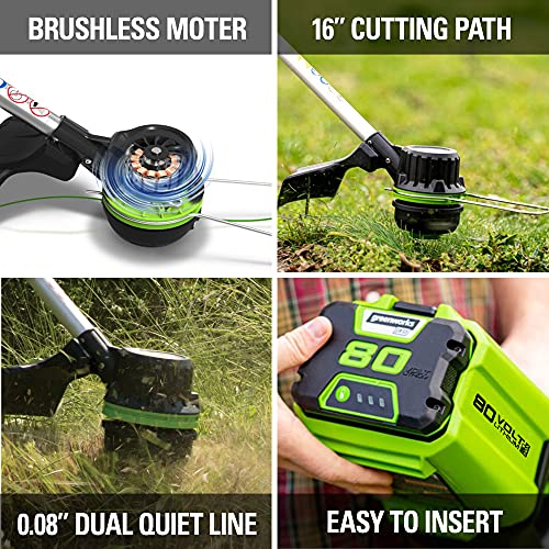 80V Cordless Brushless String Trimmer and Leaf Blower Combo with 2Ah Battery and Charger N6401