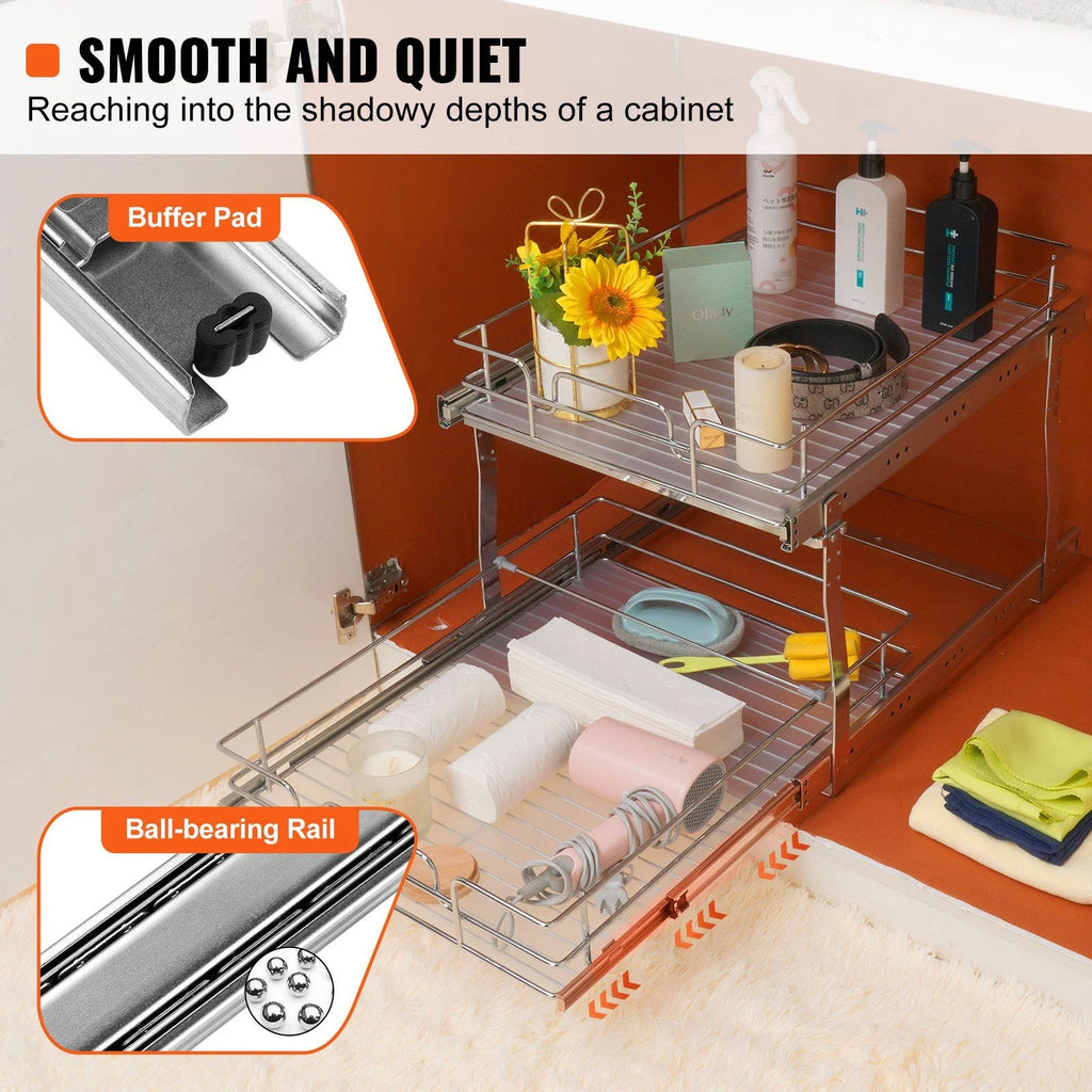 Chrome-Plated Steel Pull Out Cabinet Organizer G13754
