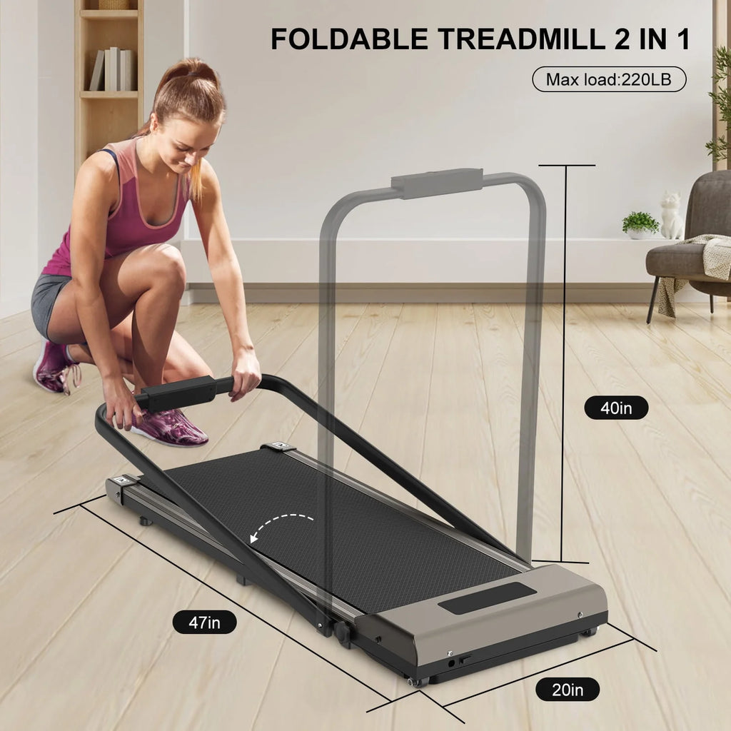 2 in 1 Folding Treadmill 265 lbs Gray T902
