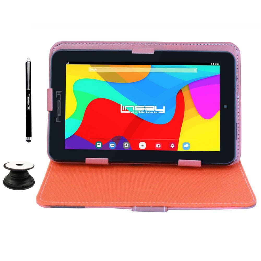 7 in. 2GB Ram 32GB Storage Android 10 Tablet with Leather Case, Holder and Pen, Purple W11853