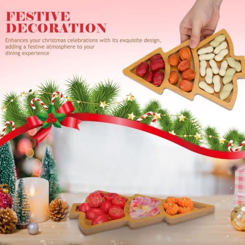 2Pcs Christmas Tree Shaped Wooden Serving Platters K534242
