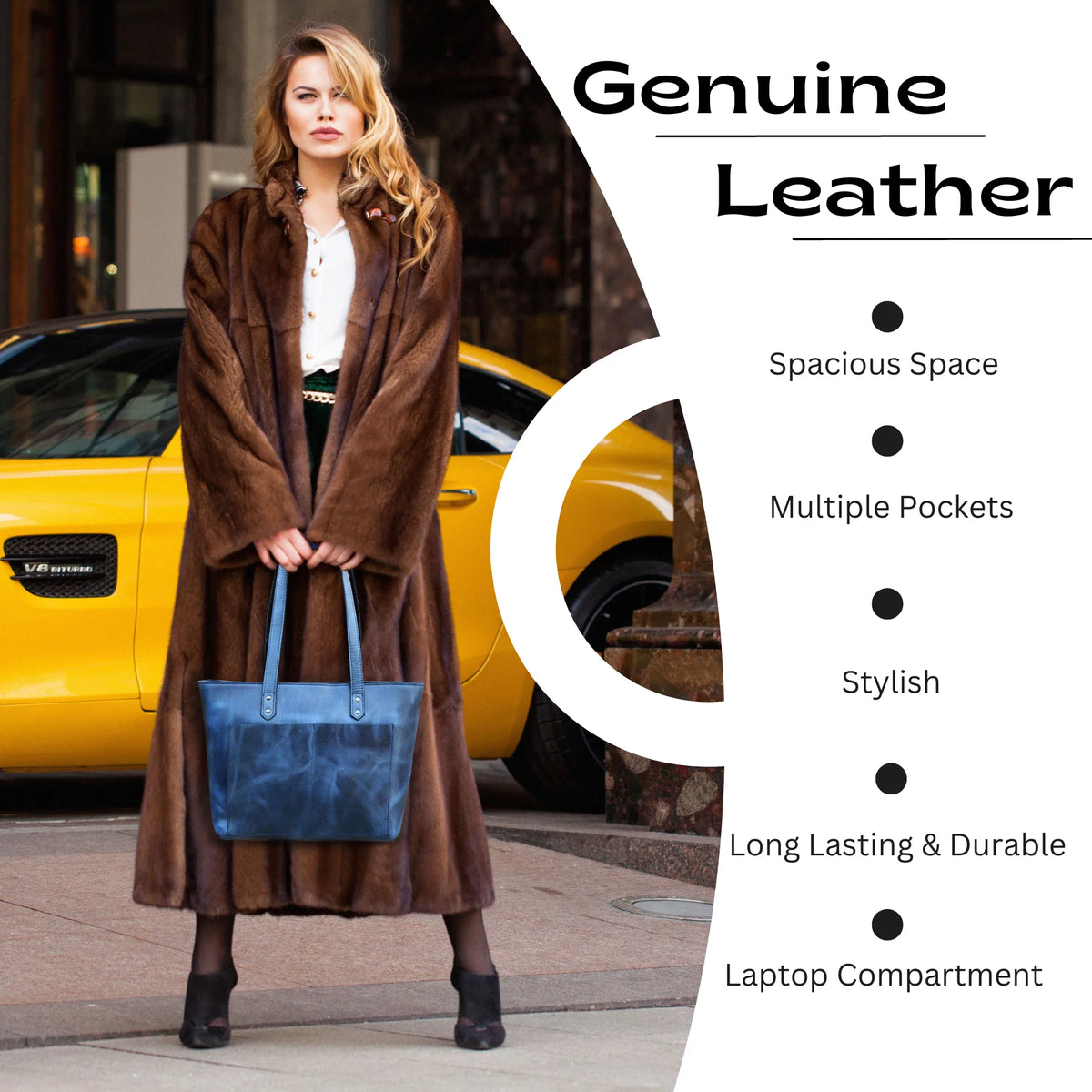 Genuine Leather Shoulder Tote Bag C10357