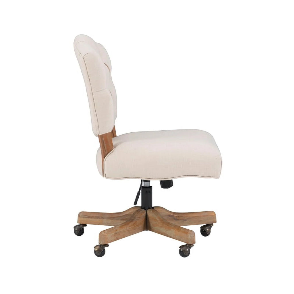 Beige Wood Upholstered Swivel Office Chair B756
