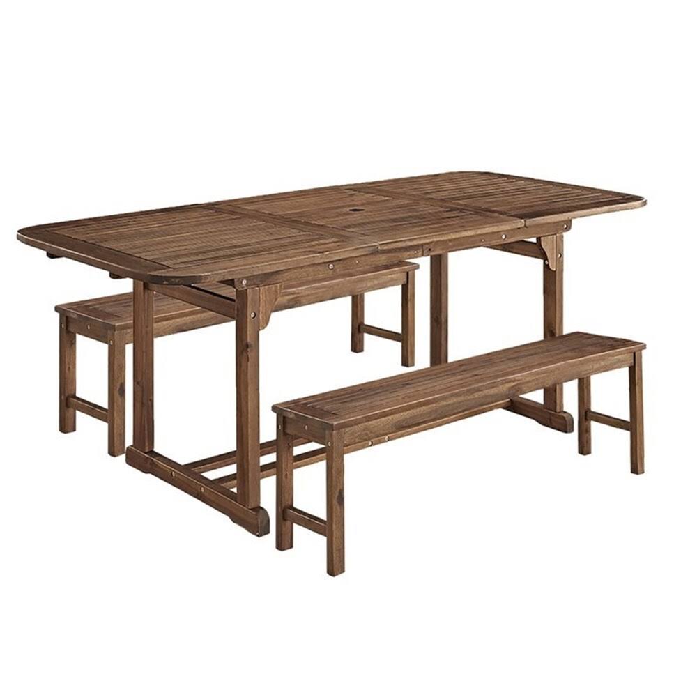 3 Piece Acacia Patio Dining Set in Dark Brown R45796