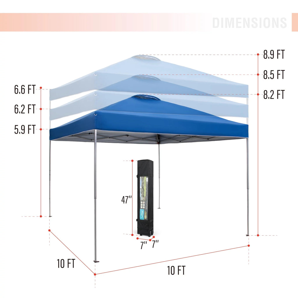 10' x 10' Blue Pop Up Canopy Tent with Wheeled Bag E95050