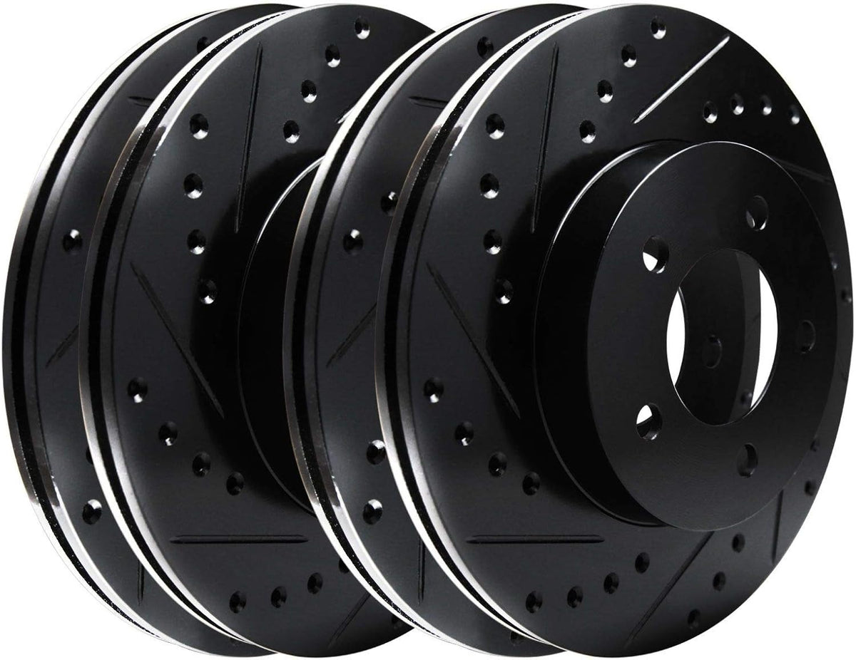 Black Drill/Slot Brake Rotors W296