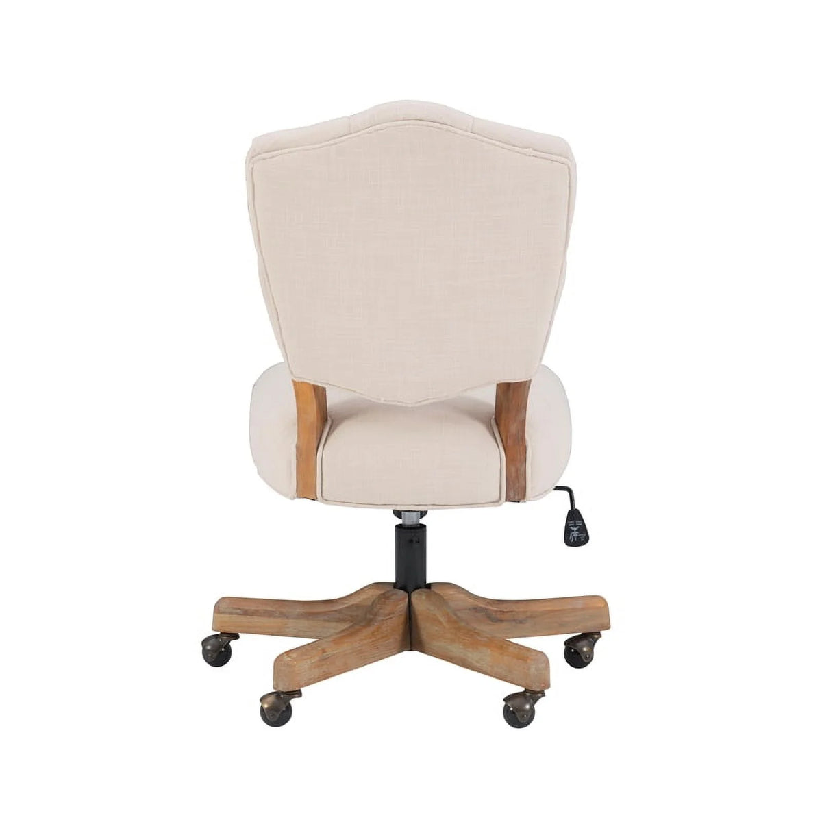 Beige Wood Upholstered Swivel Office Chair B756