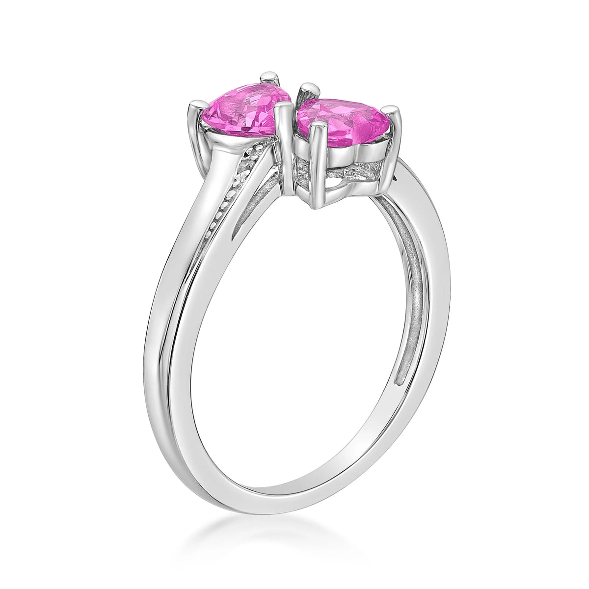 1.10 Ct Heart Pink Sapphire Diamond Accent 925 Sterling Silver Ring Size 7 L514