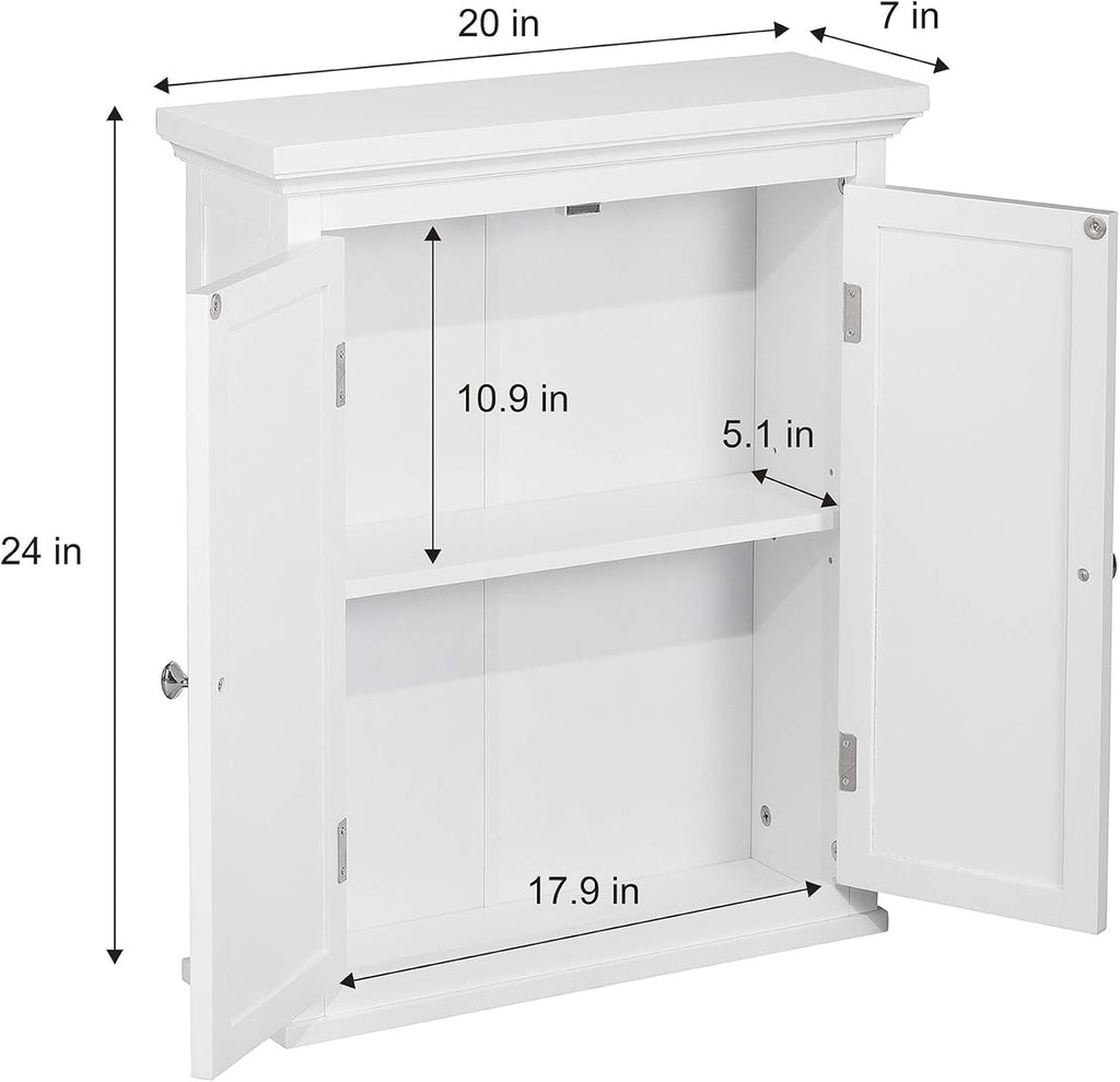 Wall Mounted Cabinet with 2 Shutter Doors, White K8633