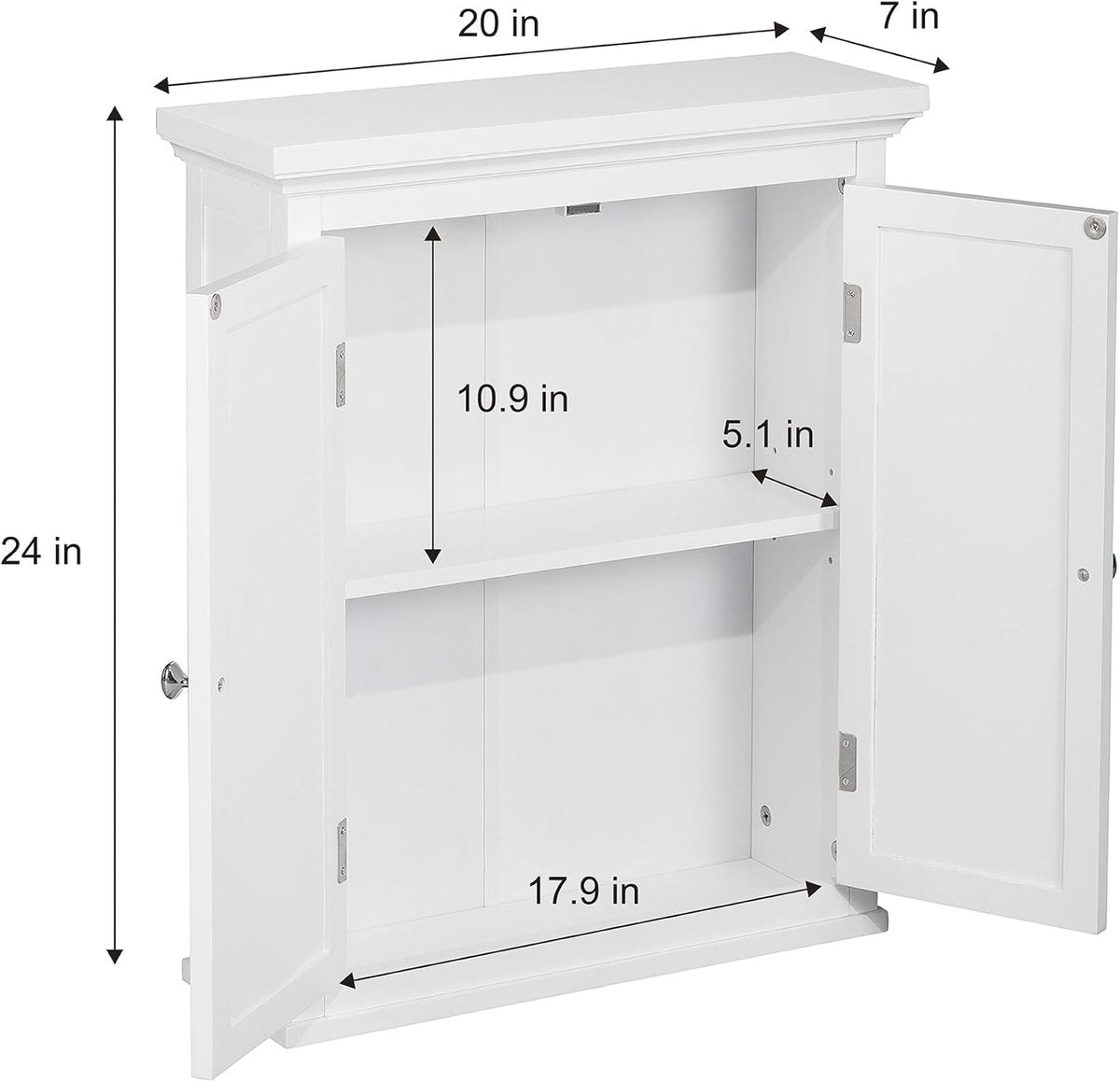 Wall Mounted Cabinet with 2 Shutter Doors, White K8633