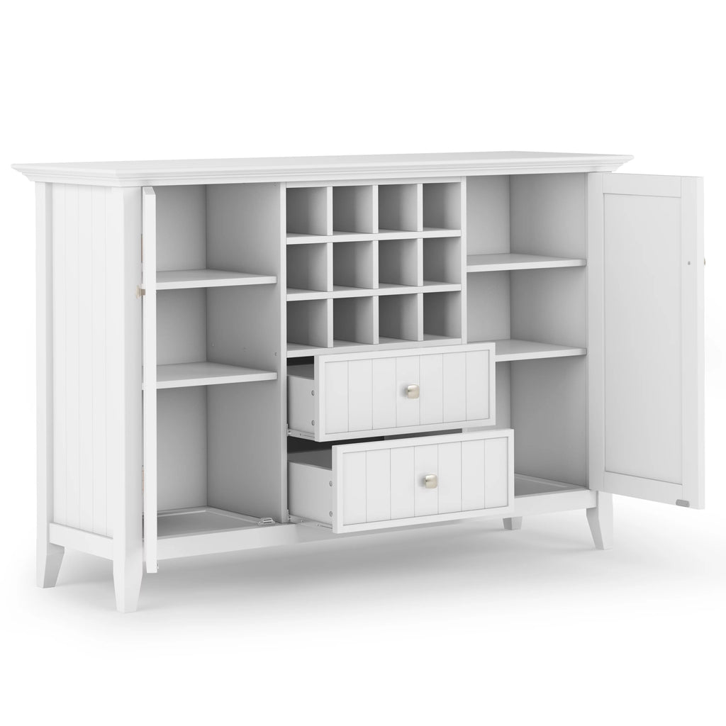 White Solid Wood Sideboard Buffet and Wine Rack F77106