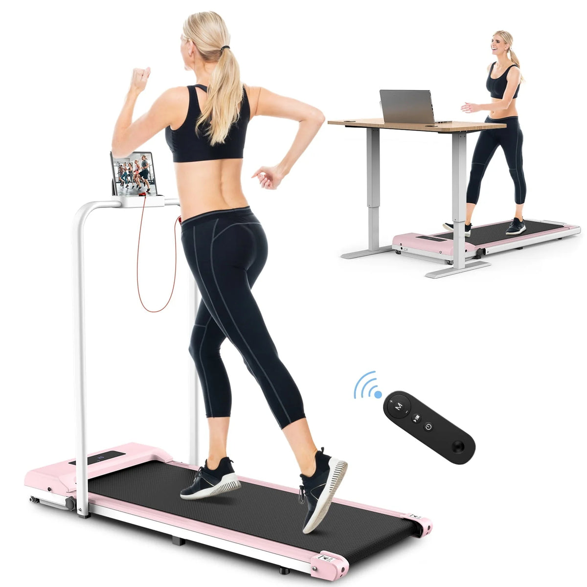 2 in 1 Folding Treadmill 265 lbs Gray T902