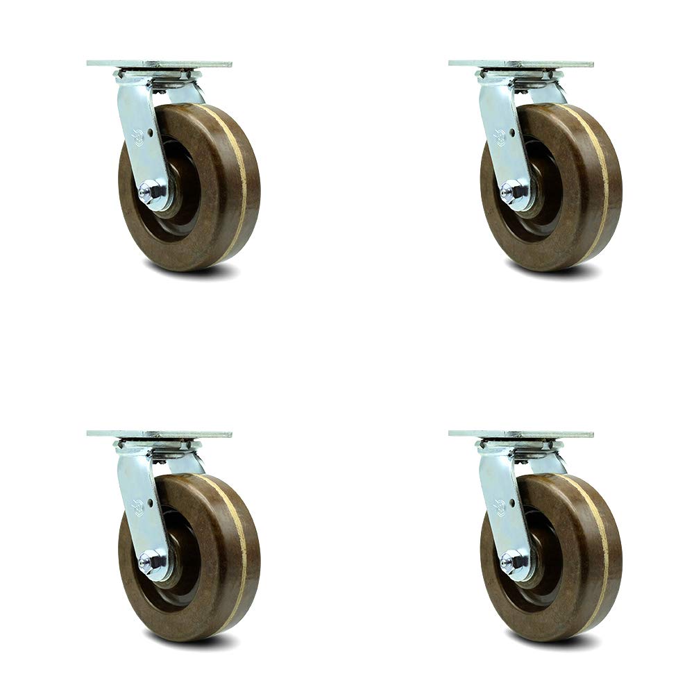 5" x 2" Brown Wheel Swivel Top Plate Caster, Pack of 2 G44983