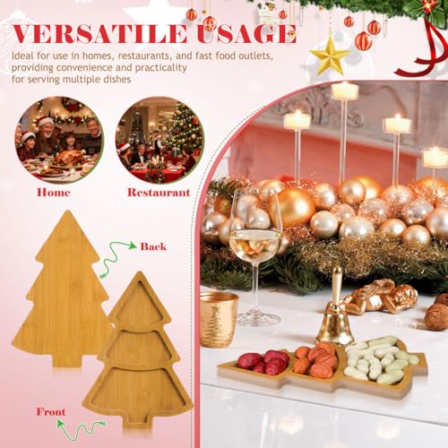 2Pcs Christmas Tree Shaped Wooden Serving Platters K534242