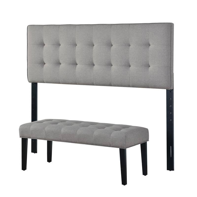 Queen Size Tuft Headboard and Bench V698
