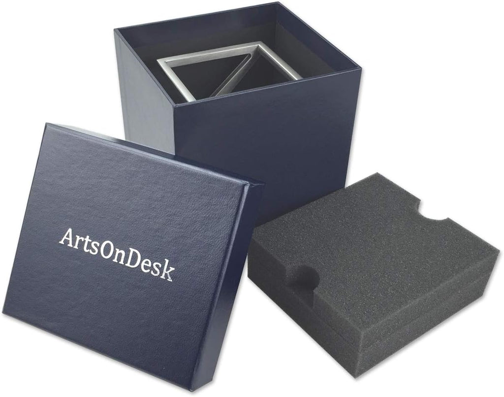 Modern Art Pen and Pencil Holder Stainless Steel Satin Finish Desktop Organizer G820665