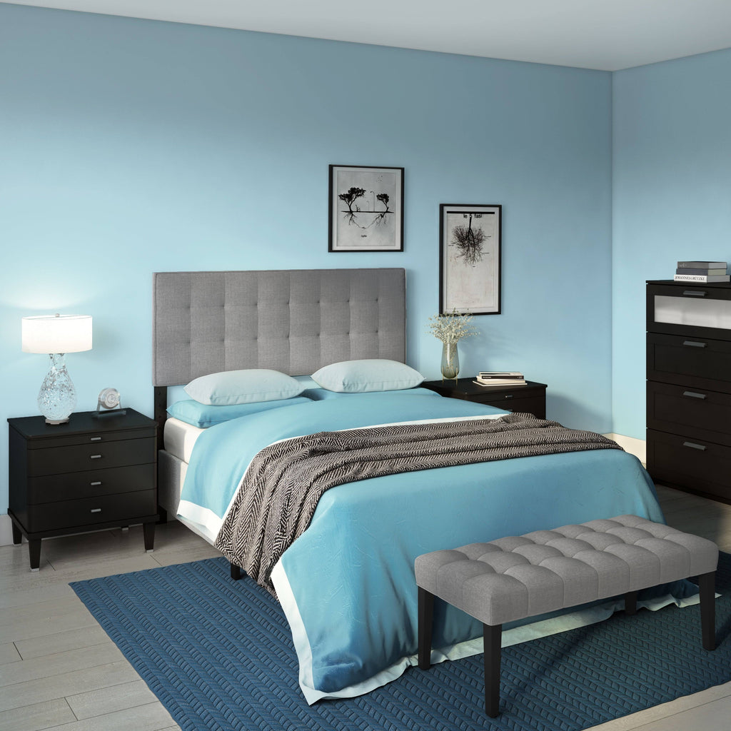Queen Size Tuft Headboard and Bench V698