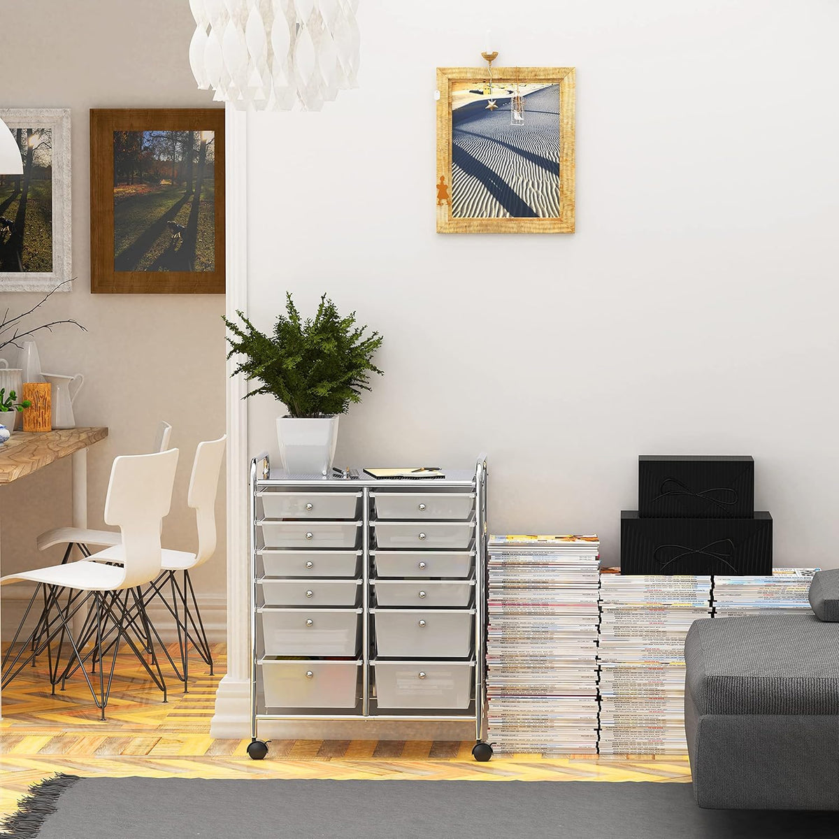 Utility Cart with 12 Drawers Rolling Storage Organizer O6430