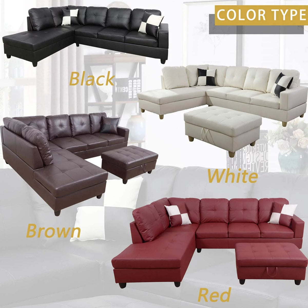 106.5'' Sectional Sofa with Storage Ottoman I3840