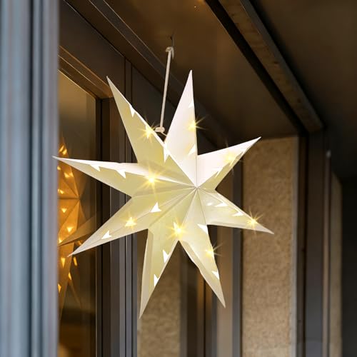 10 Set 8-Pointed 12 Inch Paper Star Lanterns with 10 LED Light P943
