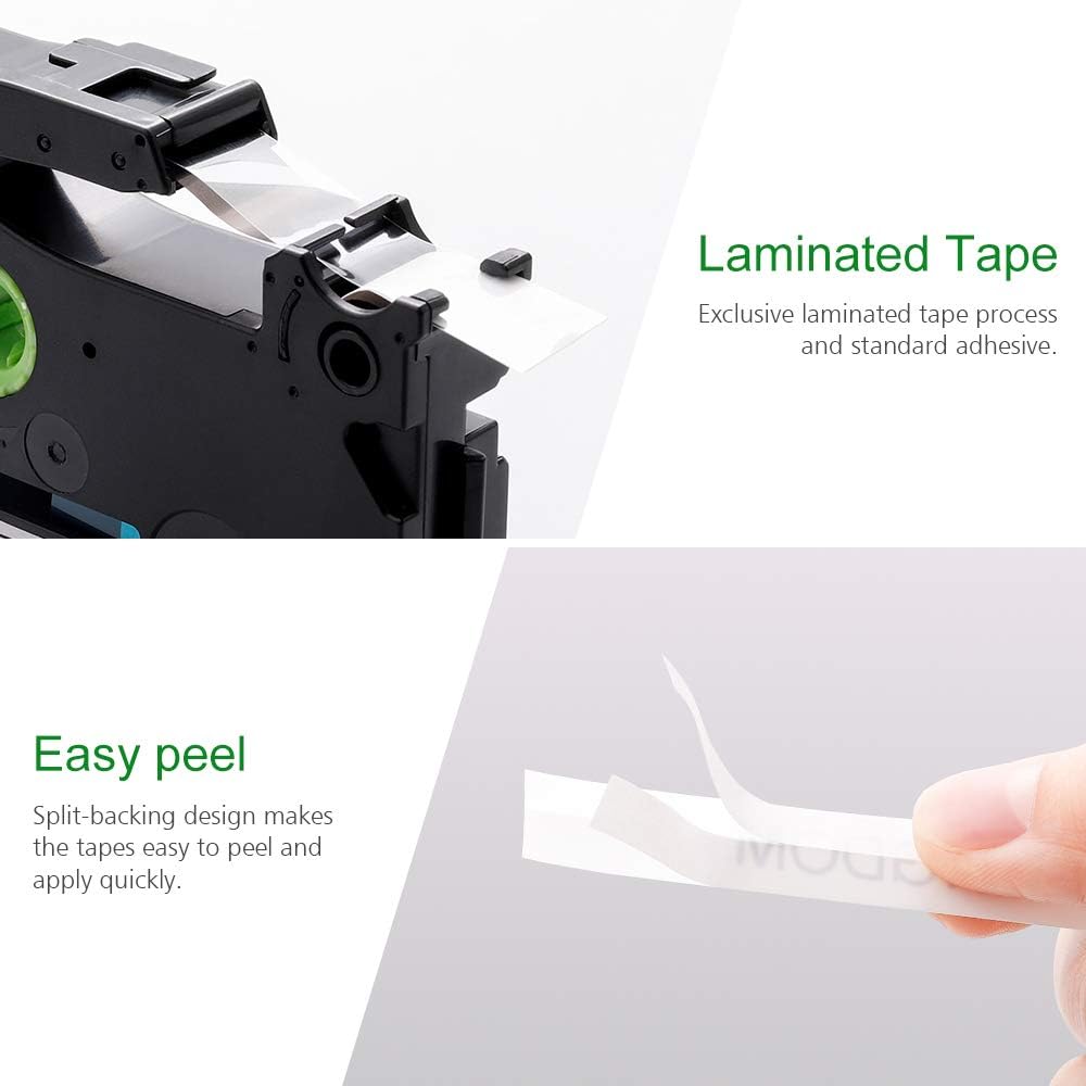 Compatible Label Tape Replacement for Brother P-Touch, 12mm Laminated White, 8M, 20-Pack X8089