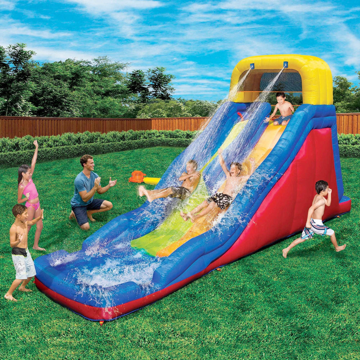 Inflatable Water Racing Slide with Climbing Wall I88861