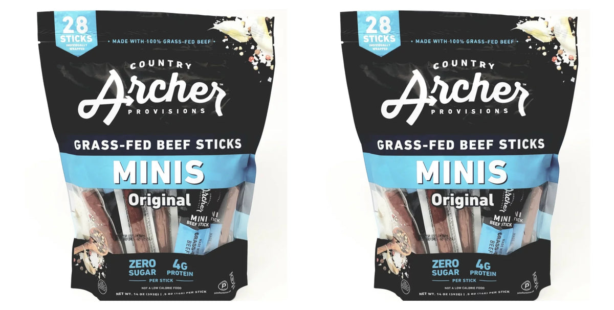 100% Grass-Fed Beef Sticks Minis Original 56 Individually Wrapped Sticks F826