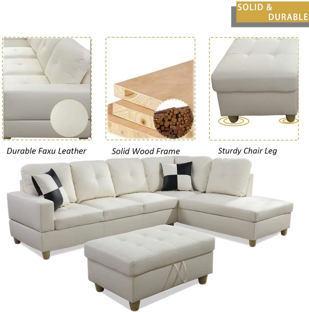 106.5'' Sectional Sofa with Storage Ottoman I3840