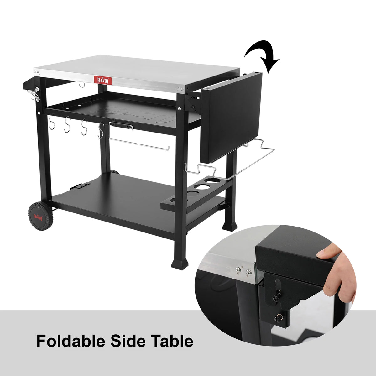 Stainless Steel 3-Shelf Movable Food Prep Cart Table D971