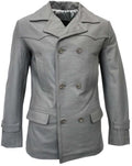 Grey Leather Pea Coat Blazer Y5559