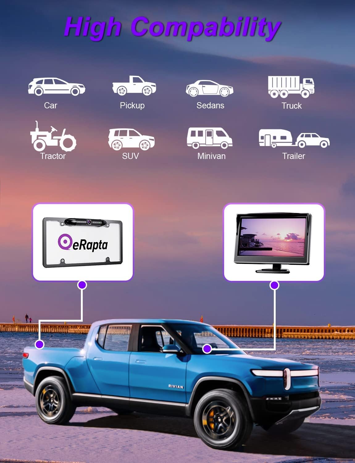 1080P Wired Backup Camera with 5 Inch Monitor H828