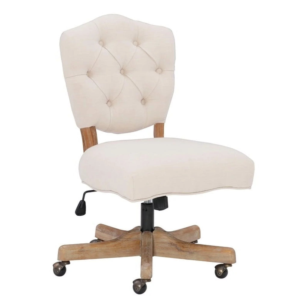 Beige Wood Upholstered Swivel Office Chair B756