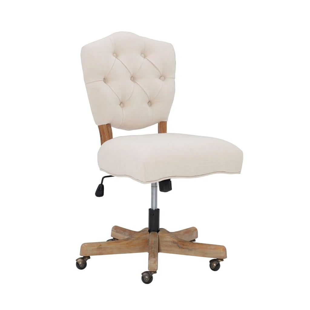 Beige Wood Upholstered Swivel Office Chair B756