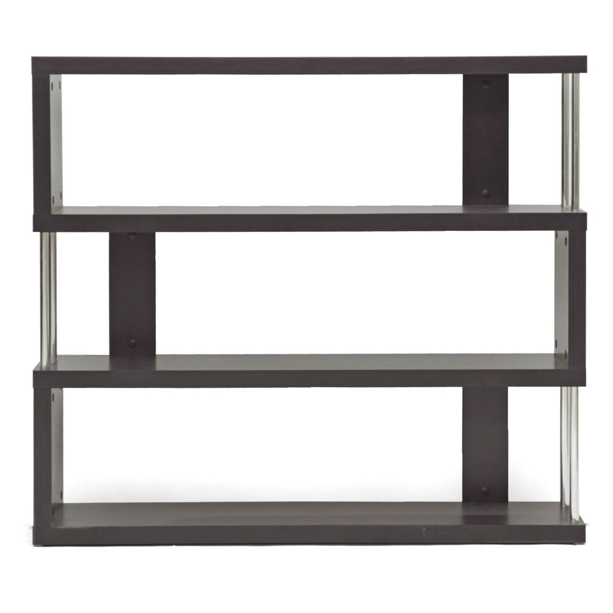 Dark Brown Three-Shelf Modern Bookcase U188