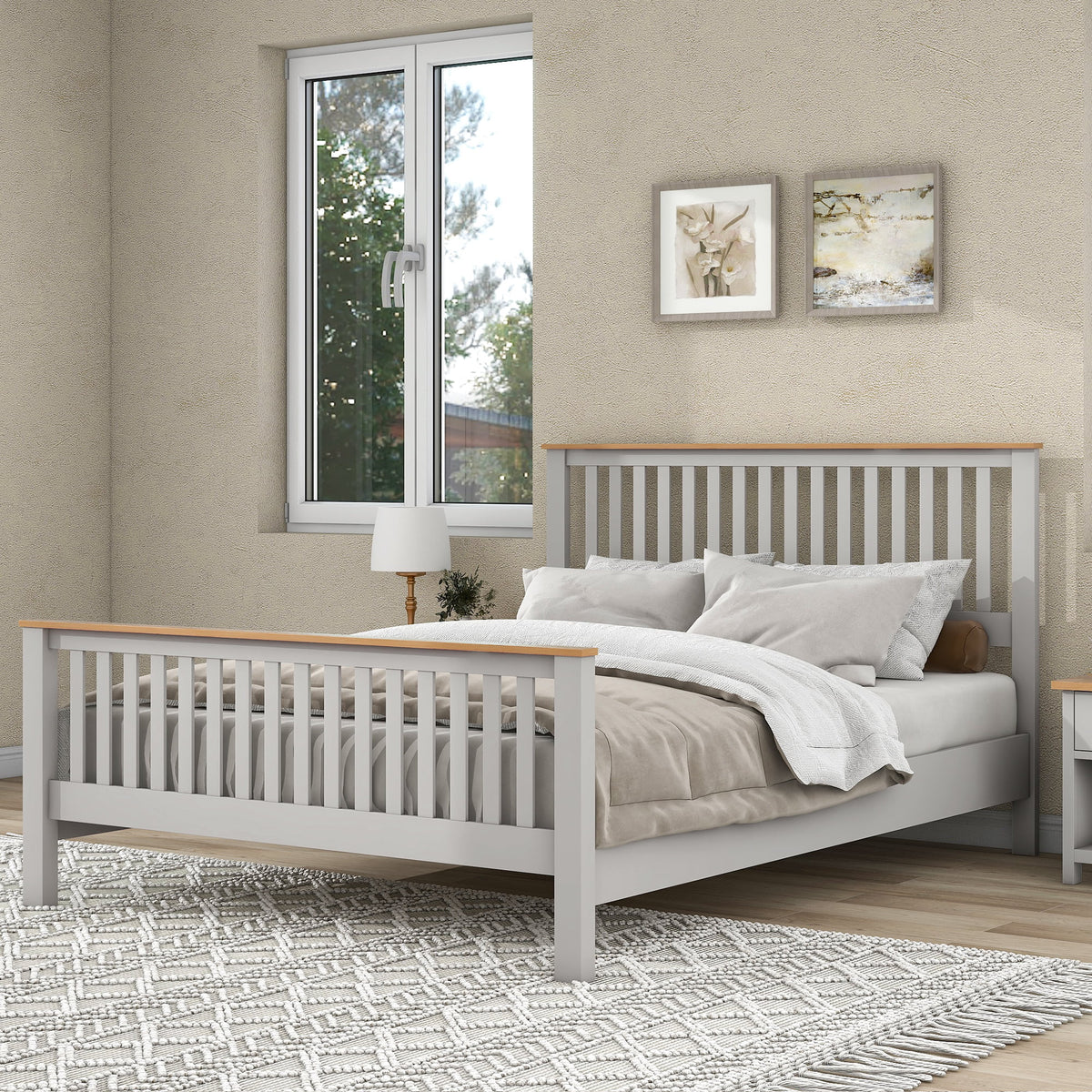 Queen Platform Bed with Oak Top R598