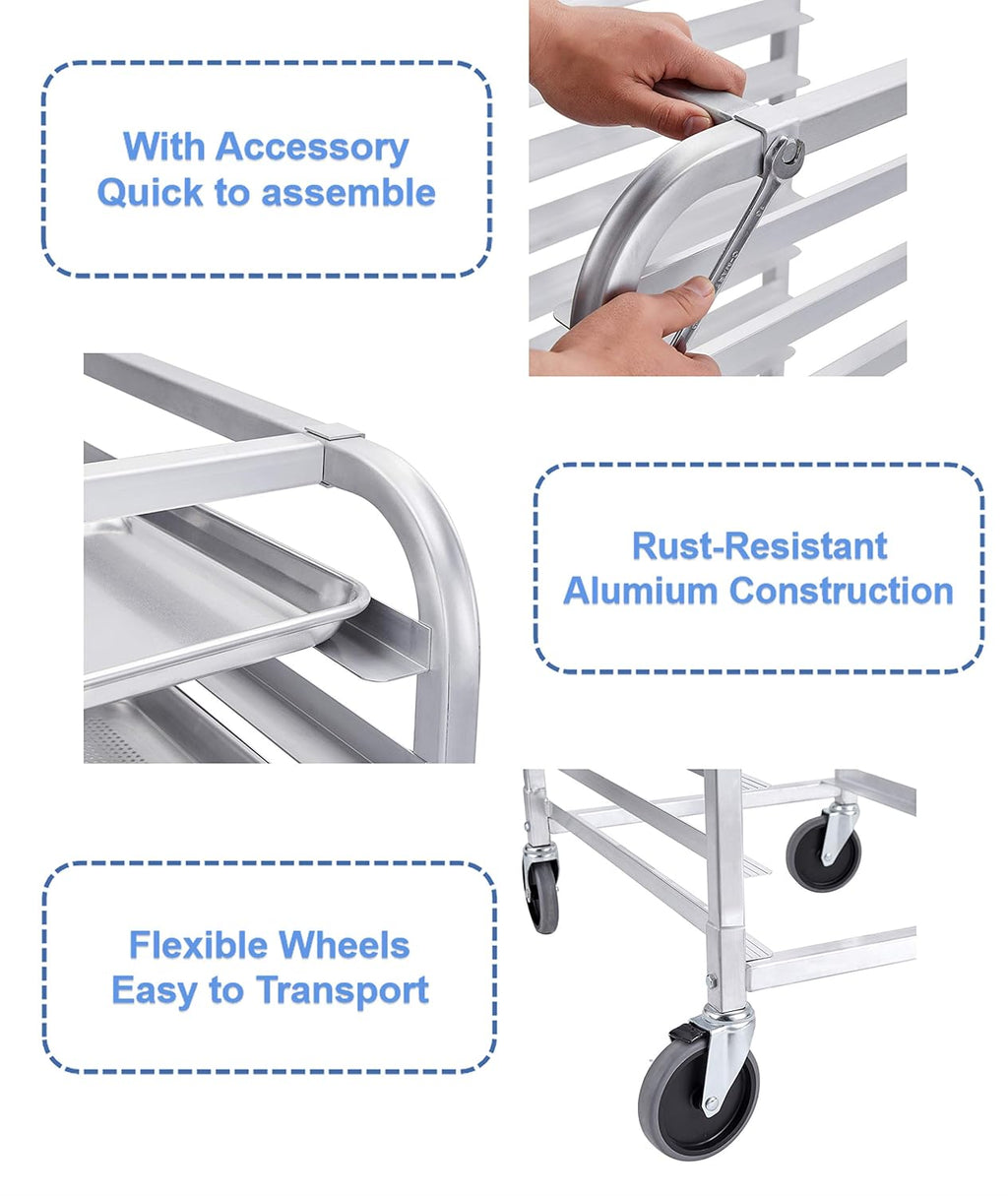 10 Tier Aluminum Bun Pan Rack with Wheels G760204