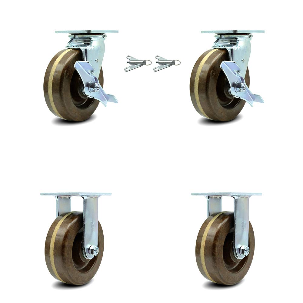 5" x 2" Brown Wheel Swivel Top Plate Caster, Pack of 2 G44983