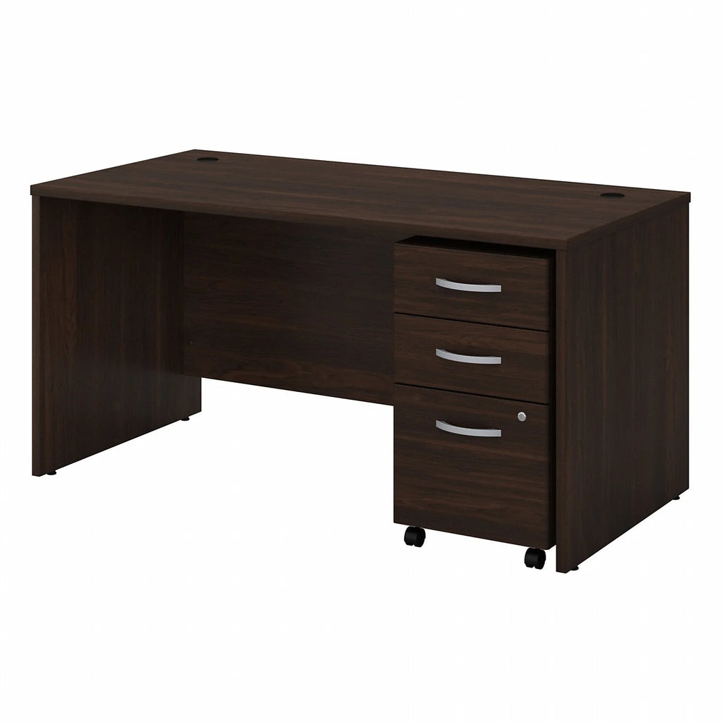 Black Walnut Engineered Wood Office Desk with Drawers K371332