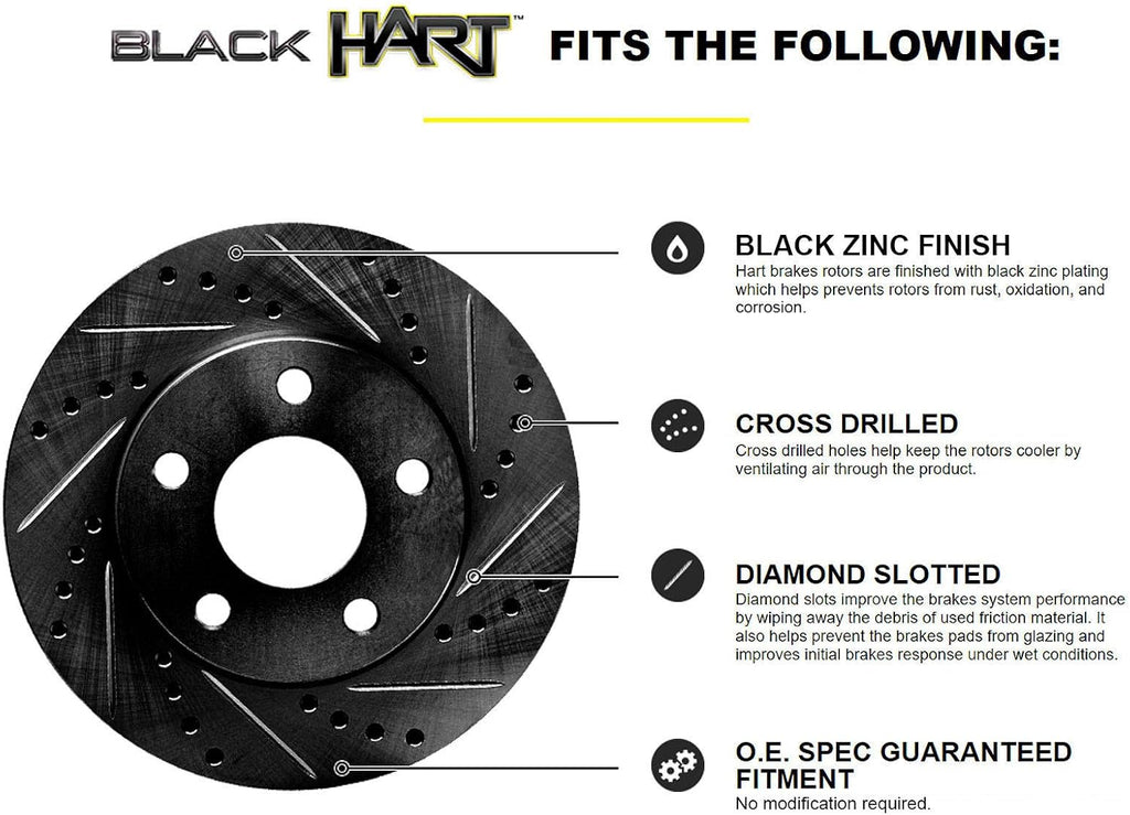 Black Drill/Slot Brake Rotors W296