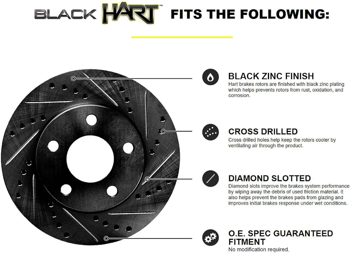 Black Drill/Slot Brake Rotors W296