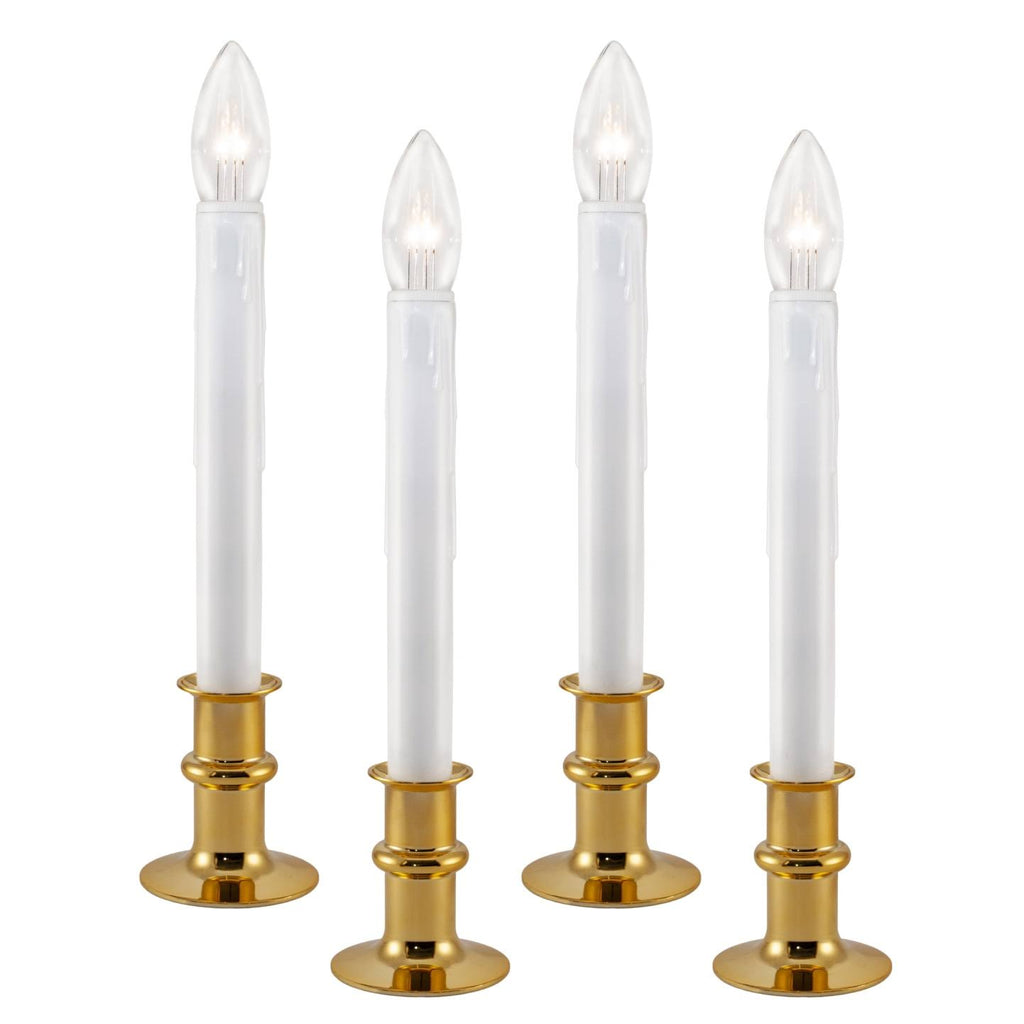 White Metal Base LED Window Candles with Timer, Battery Operated, Adjustable Height Y6554