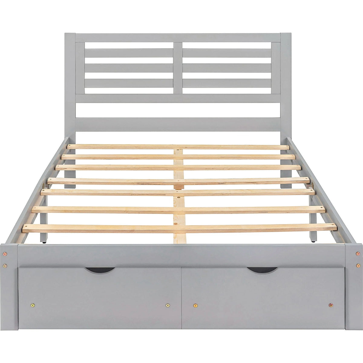 Full Size Platform Bed with Drawers Gray O1125
