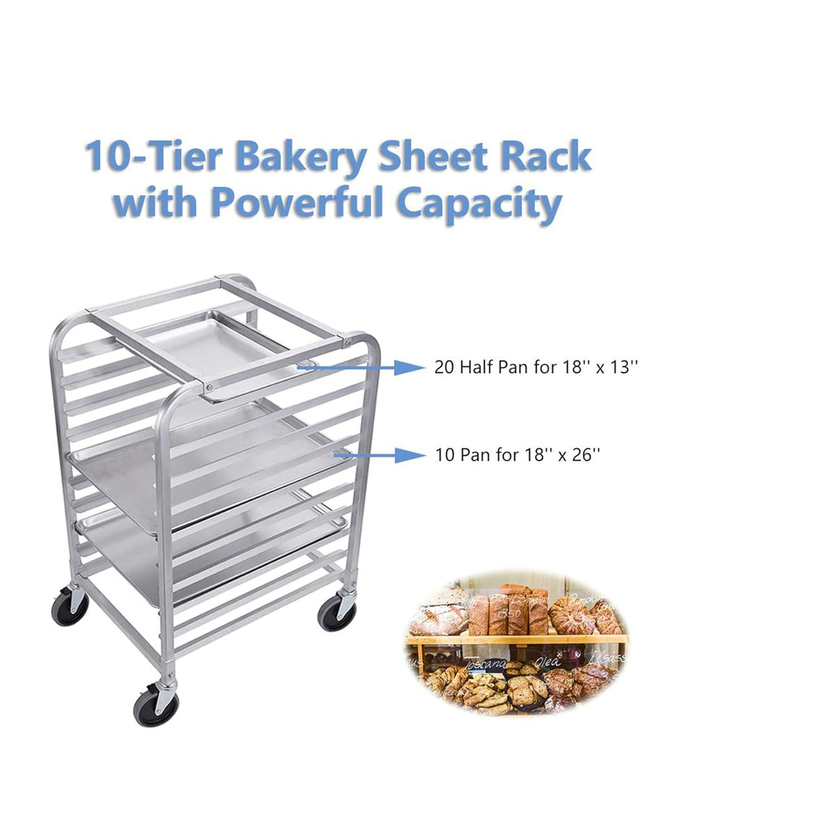 10 Tier Aluminum Bun Pan Rack with Wheels G760204