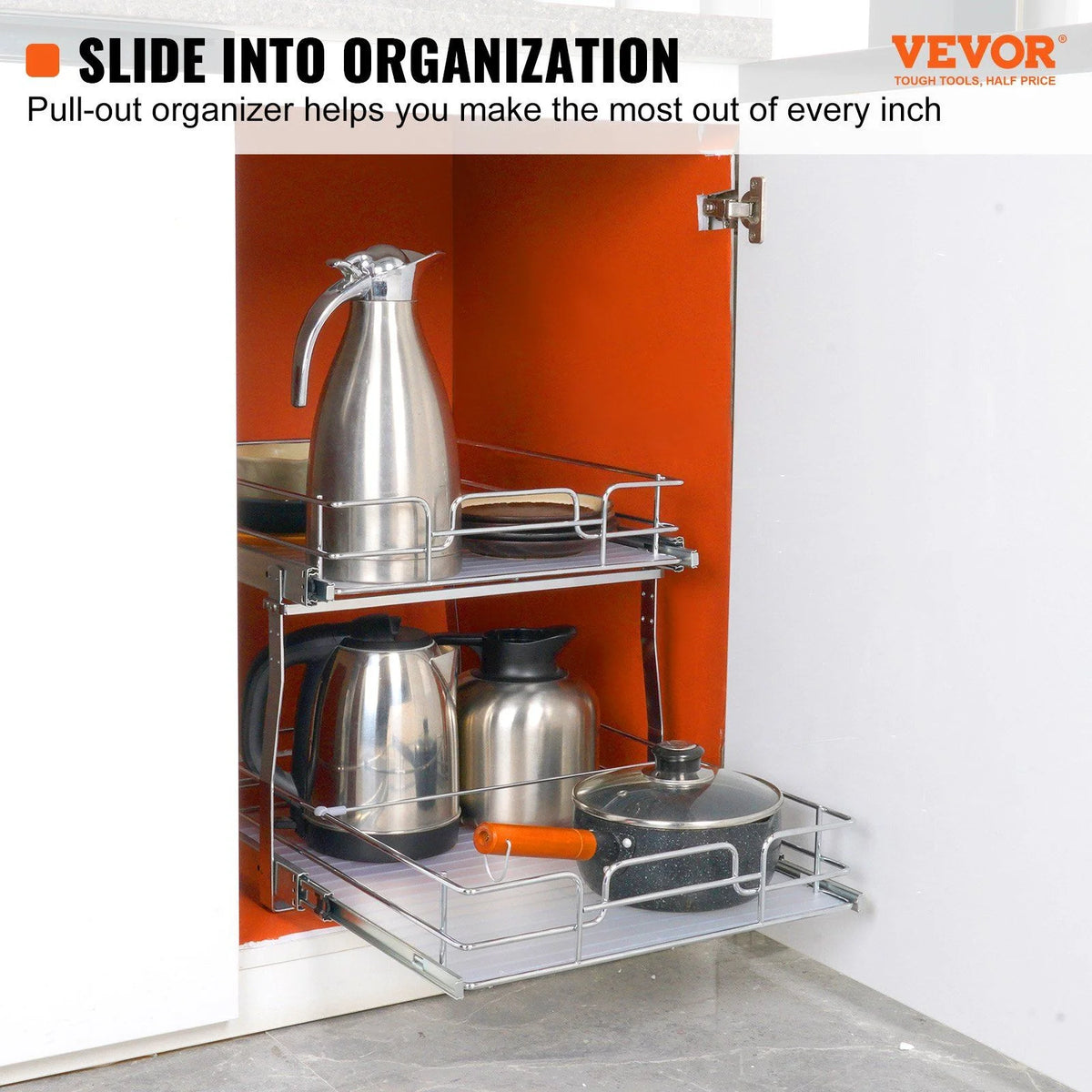 Chrome-Plated Steel Pull Out Cabinet Organizer G13754
